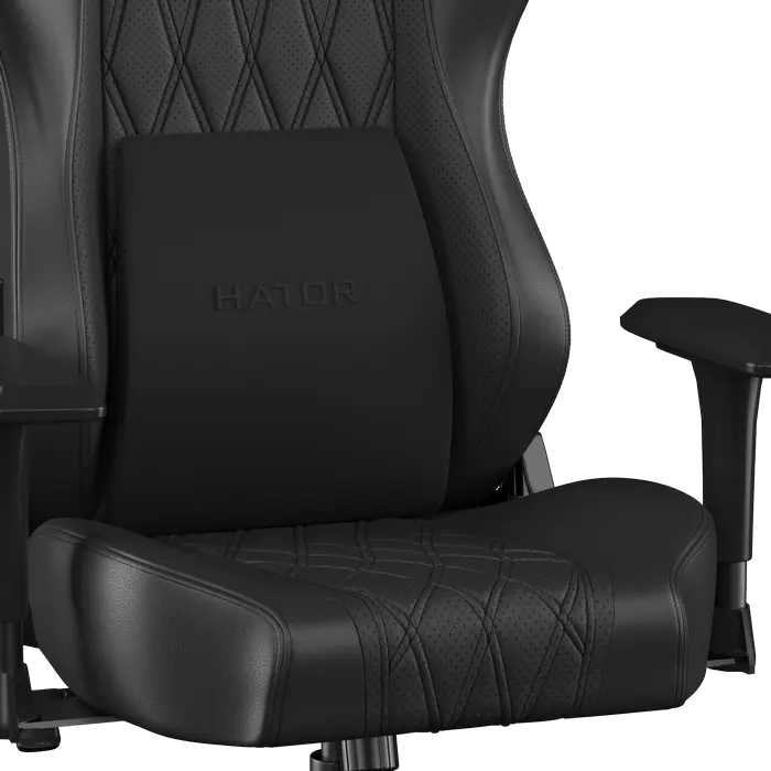 Scaun Gaming HATOR Darkside 3L HTC3010L, Piele PU, Cotiere Reglabile 2D, Perne Magnetice cu Memory Foam pentru Lom și Gât, Gas Lift Clasa 4, Negru
