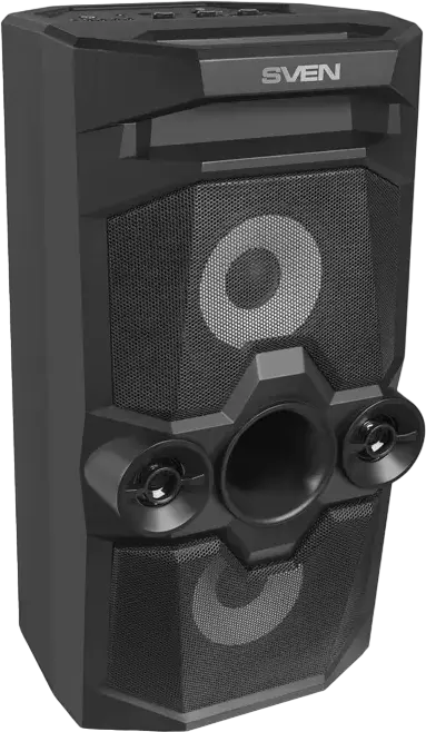 Sistem Acoustic Portabil Karaoke SVEN PS-650, 50W RMS Stereo 2.0, Bluetooth, TWS, Radio FM, Iluminare RGB, Intrare Microfon cu Echo, Baterie 4000mAh, Negru