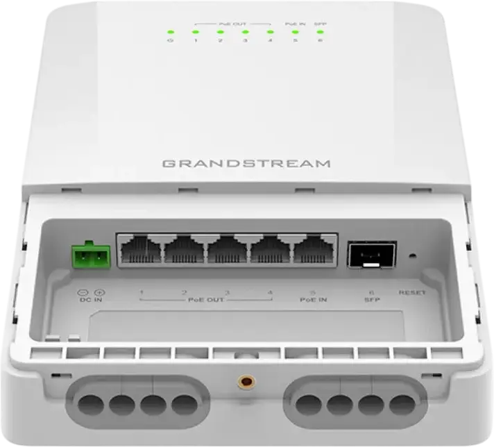 Grandstream GWN7710R Outdoor Lite Managed PoE Switch, 5x GE + 1x 2.5G SFP, 4x Passive PoE++ Ports, IP66 Waterproof Metal Casing, GDMS Cloud Management