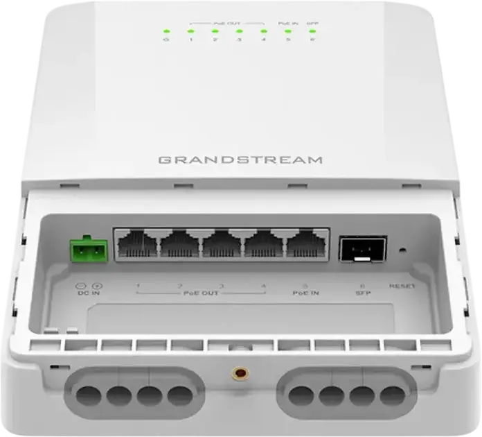 Grandstream GWN7710R Outdoor Lite Managed PoE Switch, 5x GE + 1x 2.5G SFP, 4x Passive PoE++ Ports, IP66 Waterproof Metal Casing, GDMS Cloud Management