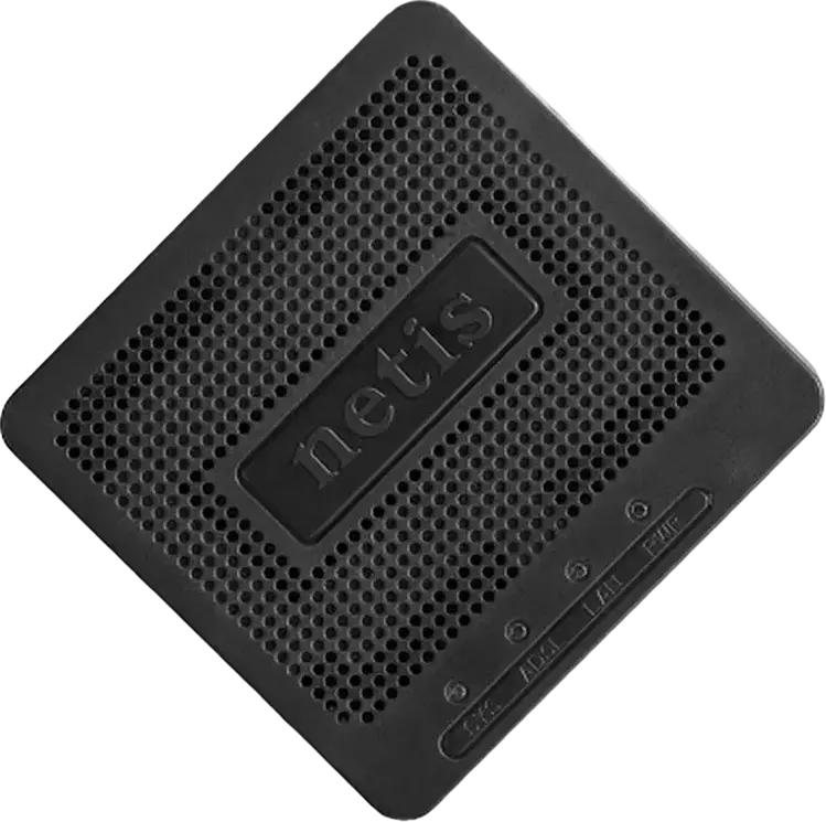 Netis DL4201 Wired ADSL2+ Modem Router, 24 Mbps Max Downstream, 10/100 Mbps RJ-45 Ethernet Port, Compact Design, Black