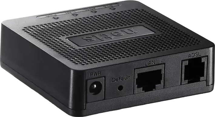 Netis DL4201 Wired ADSL2+ Modem Router, 24 Mbps Max Downstream, 10/100 Mbps RJ-45 Ethernet Port, Compact Design, Black