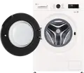 LG F4X1009NWK Front Load Washing Machine, 9kg Capacity, Energy Class A, 1400 RPM, Direct Drive Inverter, Steam Cleaning, ThinQ, White/Black
