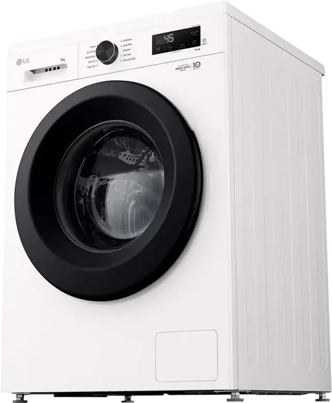 LG F4X1009NWK Front Load Washing Machine, 9kg Capacity, Energy Class A, 1400 RPM, Direct Drive Inverter, Steam Cleaning, ThinQ, White/Black