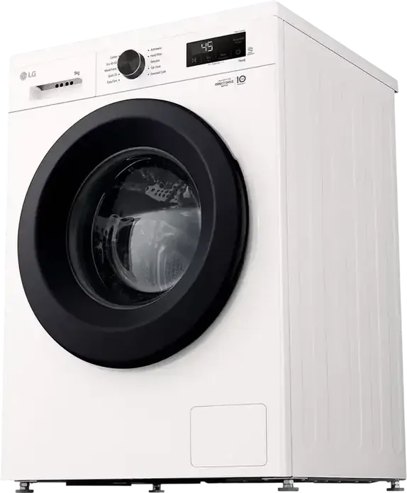 LG F4X1009NWK Front Load Washing Machine, 9kg Capacity, Energy Class A, 1400 RPM, Direct Drive Inverter, Steam Cleaning, ThinQ, White/Black