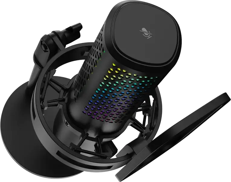 HATOR Dreamcast X Condenser Streaming Microphone, Cardioid, 96kHz/16-bit, USB Type-C & Bluetooth 5.4, RGB, Aluminum Body, SyncHUB App, Black