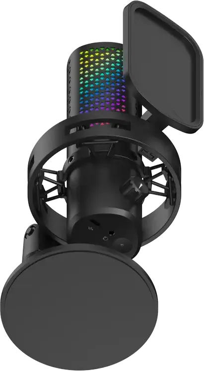 HATOR Dreamcast X Condenser Streaming Microphone, Cardioid, 96kHz/16-bit, USB Type-C & Bluetooth 5.4, RGB, Aluminum Body, SyncHUB App, Black