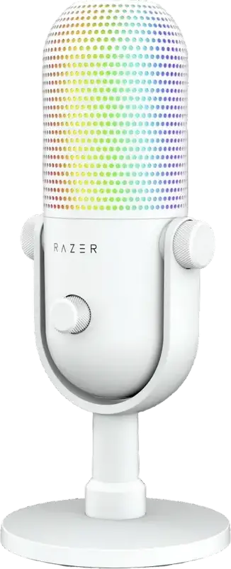 Razer Seiren V3 Chroma USB Gaming Microphone, White, Supercardioid Condenser, Razer Chroma RGB Lighting, Tap-to-Mute Sensor, Gain Control, Desktop Stand