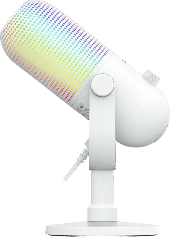 Razer Seiren V3 Chroma USB Gaming Microphone, White, Supercardioid Condenser, Razer Chroma RGB Lighting, Tap-to-Mute Sensor, Gain Control, Desktop Stand