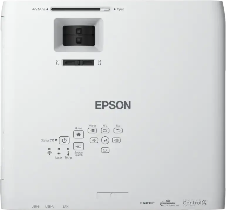 Лазерный проектор Epson EB-L260F, Full HD 1080p, 4600 Люмен, технология 3LCD, ресурс лампы 20 000 ч, Wi-Fi, HDMI, Ethernet, белый