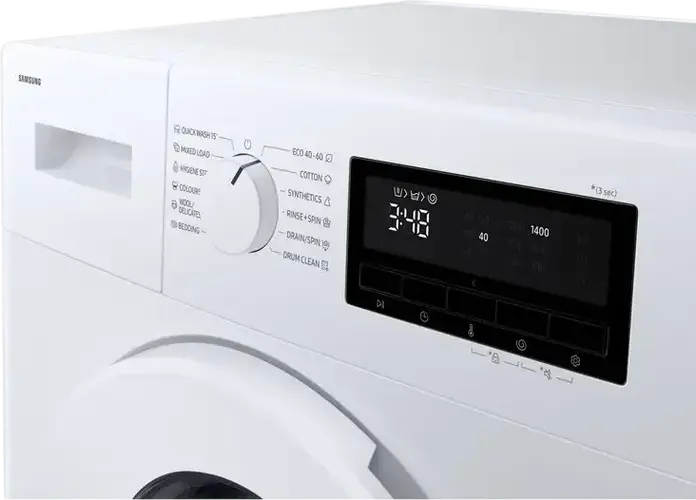 Samsung WW90FG3M05TWLF Front-Loading Washing Machine, 9kg Capacity, 1400 rpm, Energy Class A, Digital Inverter, Hygiene Steam, VoltControl, White