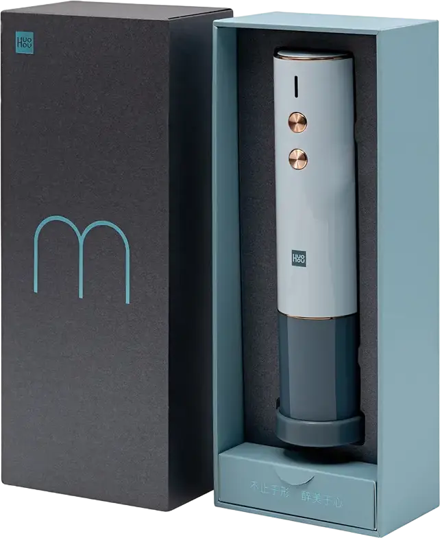 Deschizator de Vin Electric Huohou HU0122, Baterie Reincarcabila 550mAh 10W, Incarcare Micro USB, Extragere Rapida a Dopului in 6 Secunde, Albastru
