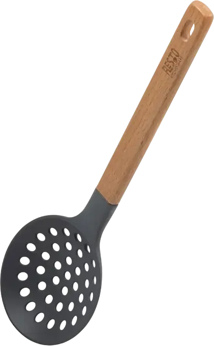 Spumiera Resto 94202 SUBRA, Cap din Plastic cu Maner din Lemn, Gri, 31.8 x 9.7 cm, Rezistenta Termica pana la 210 °C