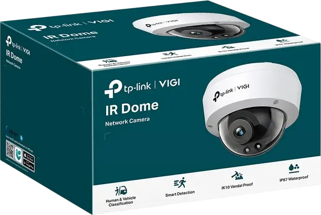 Camera Network Dome TP-Link VIGI C230 3MP IR, Distanta Focală 2.8 mm, Waterproof IP67, Vandal Proof IK10, PoE, Detectie AI Persoane si Vehicule, Microfon Incorporat, H.265+