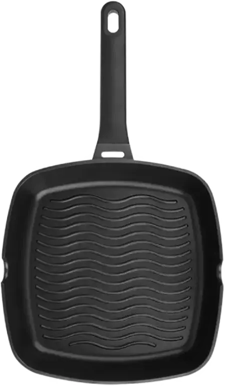 Rondell RDA-1454 Zorro Square Grill Pan, 28 cm, Cast Aluminum with TriTitan Non-stick Coating, Graphite, Induction Compatible, Dishwasher Safe