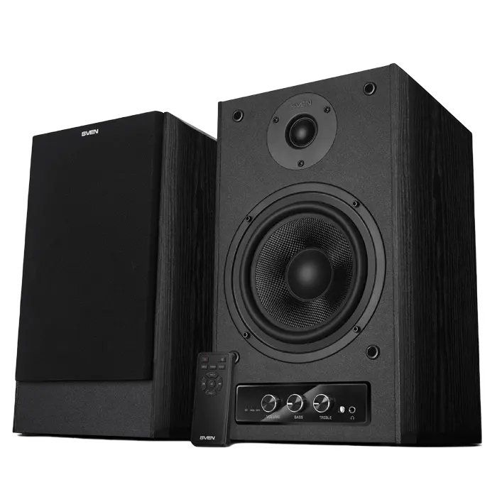 SVEN MC-30 2.0 Multimedia Speaker System, 200W RMS, Bi-Amping Class D DSP Amplifier, Bluetooth, Optical, RCA, MDF Wood Case, Black