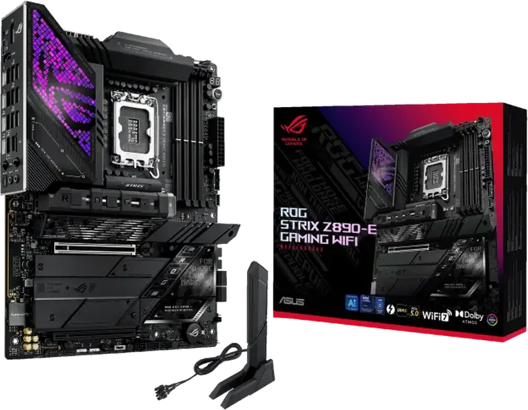 Материнская плата ASUS ROG STRIX Z890-E GAMING WIFI LGA1851 Intel Z890 ATX DDR5 9200+ MT/s PCIe 5.0 Wi-Fi 7 Bluetooth 5.4 7x M.2 Thunderbolt 4
