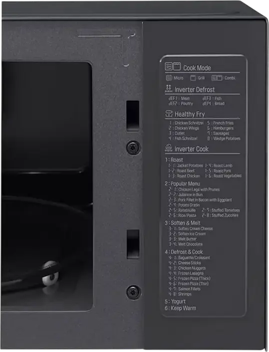 Микроволновая печь с грилем LG NeoChef MH6565CPS, 25 л, 1000 Вт Smart Inverter, электрогриль 900 Вт, антибактериальное покрытие EasyClean, черный