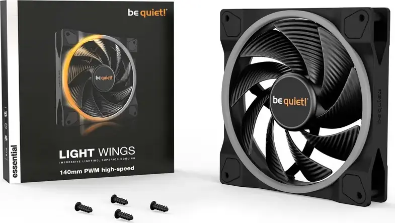 be quiet! Light Wings 140mm PWM high-speed ARGB LED Fan, BL075, 2200 RPM, 71.7 CFM, Rifle Bearing, 4-pin PWM, Black