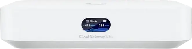 Ubiquiti UniFi Cloud Gateway Ultra (UCG-Ultra) Compact Router, Quad-core ARM Cortex-A53 1.5GHz, 3GB RAM, 16GB Storage, 2.5GbE WAN, 4x1GbE LAN, White