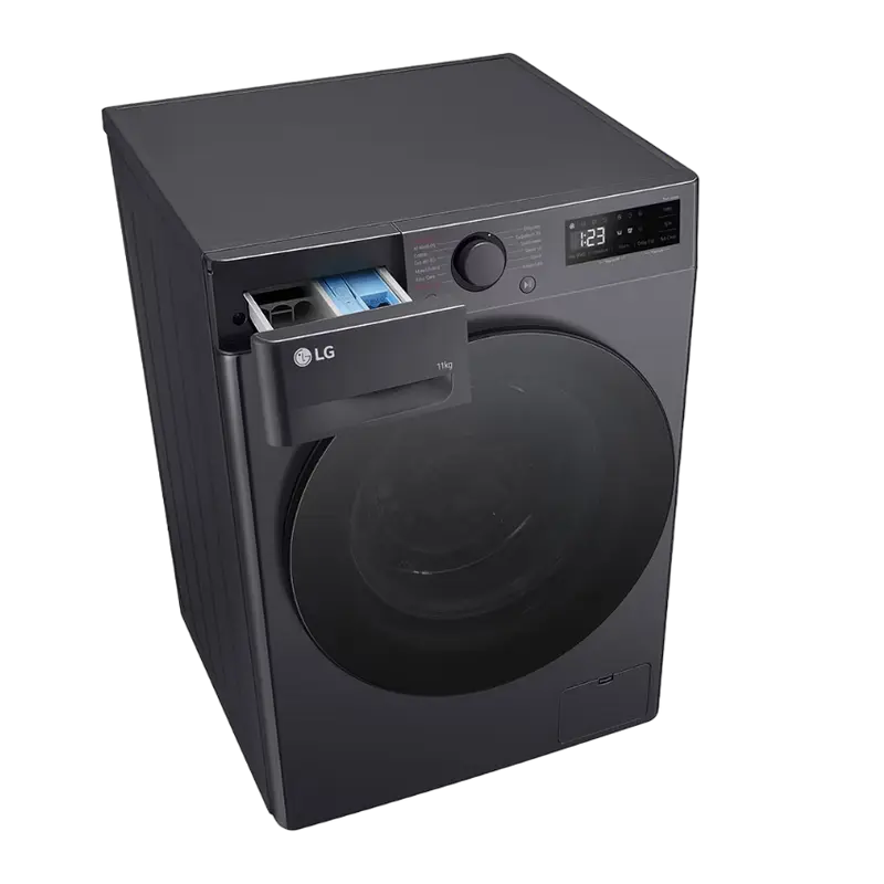 Masina de spalat rufe cu incarcare frontala LG F4WR511S2M, 11kg, AI Direct Drive, TurboWash 360, Steam Allergy Care, 1400 rpm, Clasa Energetica A, Negru