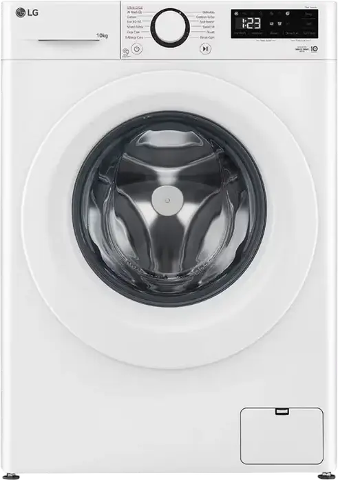 LG F4WR510SWW Front-Loading Washing Machine, 10 kg Capacity, AI Direct Drive, Steam Cleaning, 1400 rpm, Energy Class A, White with Black Door