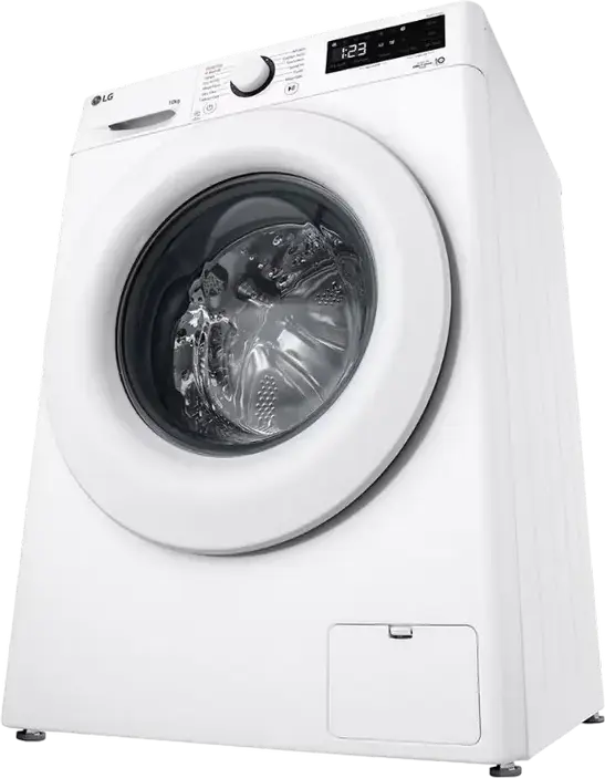 LG F4WR510SWW Front-Loading Washing Machine, 10 kg Capacity, AI Direct Drive, Steam Cleaning, 1400 rpm, Energy Class A, White with Black Door