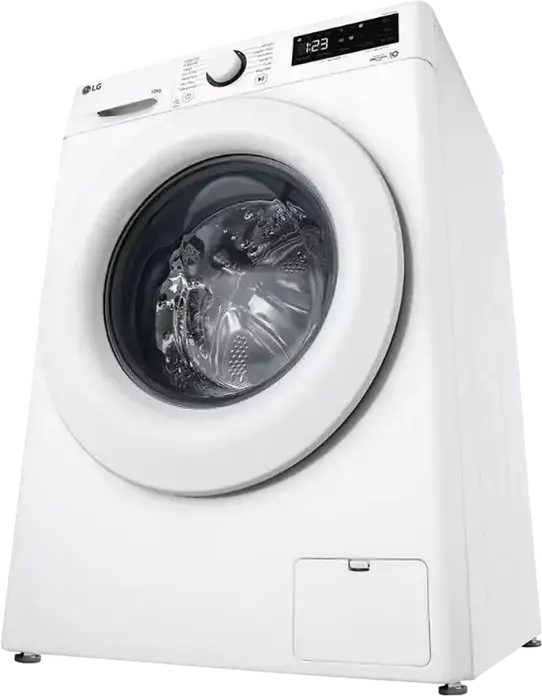 LG F4WR510SWW Front-Loading Washing Machine, 10 kg Capacity, AI Direct Drive, Steam Cleaning, 1400 rpm, Energy Class A, White with Black Door
