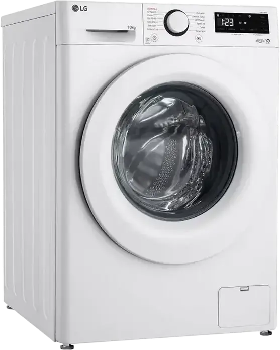 LG F4WR510SWW Front-Loading Washing Machine, 10 kg Capacity, AI Direct Drive, Steam Cleaning, 1400 rpm, Energy Class A, White with Black Door