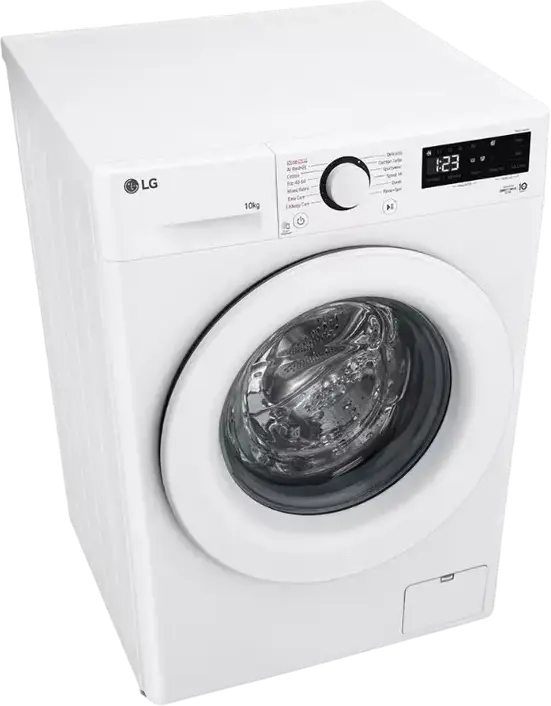 LG F4WR510SWW Front-Loading Washing Machine, 10 kg Capacity, AI Direct Drive, Steam Cleaning, 1400 rpm, Energy Class A, White with Black Door