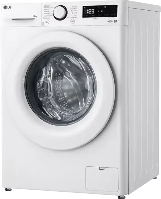 LG F4WR510SWW Front-Loading Washing Machine, 10 kg Capacity, AI Direct Drive, Steam Cleaning, 1400 rpm, Energy Class A, White with Black Door