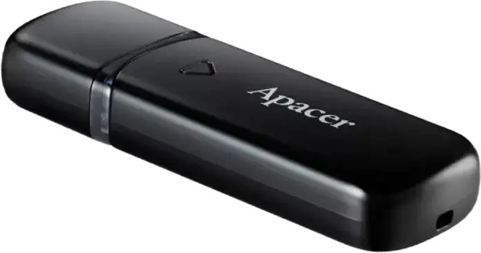 Apacer AH355 USB 3.2 Gen 1 Flash Drive, High-Speed Portable Storage, ABS Plastic Pebble Design with Cap and Strap Hole, Plug & Play, Black