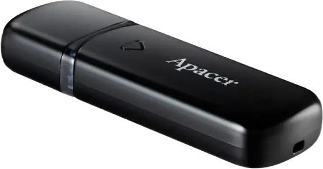 Apacer AH355 USB 3.2 Gen 1 Flash Drive, High-Speed Portable Storage, ABS Plastic Pebble Design with Cap and Strap Hole, Plug & Play, Black