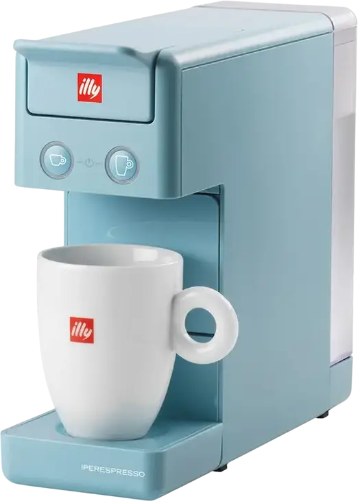 illy Y3.3 Aparat de Cafea cu Capsule iperEspresso, Presiune Pompa 19 Bar, 1250W, Rezervor Apa 0.75L, Plastic ABS, Albastru, Sistem de Extracție în Două Etape