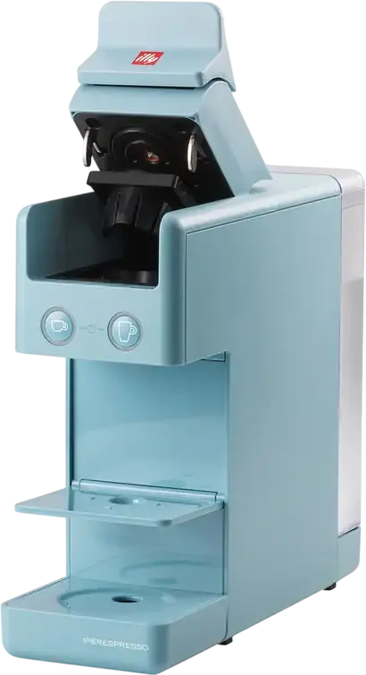 illy Y3.3 Aparat de Cafea cu Capsule iperEspresso, Presiune Pompa 19 Bar, 1250W, Rezervor Apa 0.75L, Plastic ABS, Albastru, Sistem de Extracție în Două Etape