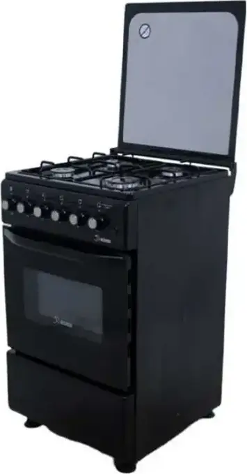 Aragaz Mixt KUBB TD1201MGLK, Plita pe Gaz cu 4 Arzuri, Cuptor Electric 52L, Suprafata Email, Grilaj Otel Emailat, Aprindere Electrica, Negru, 50x50x85 cm