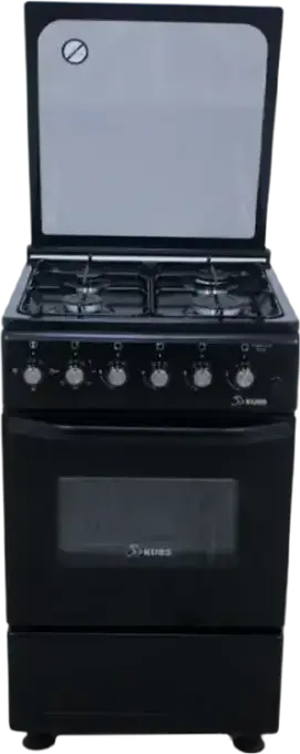 Aragaz Mixt KUBB TD1201MGLK, Plita pe Gaz cu 4 Arzuri, Cuptor Electric 52L, Suprafata Email, Grilaj Otel Emailat, Aprindere Electrica, Negru, 50x50x85 cm