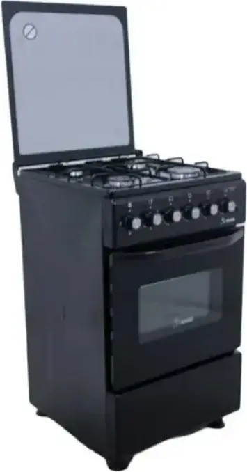 Aragaz Mixt KUBB TD1201MGLK, Plita pe Gaz cu 4 Arzuri, Cuptor Electric 52L, Suprafata Email, Grilaj Otel Emailat, Aprindere Electrica, Negru, 50x50x85 cm