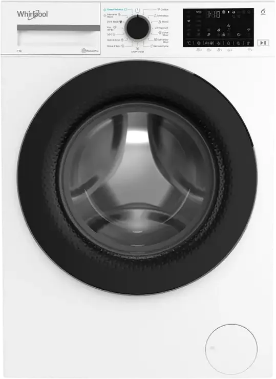 Стиральная машина Whirlpool WAM 762WB EE с фронтальной загрузкой, 7 кг, 1200 об/мин, инверторный двигатель, 6th Sense, SteamRefresh, Auto Dose, HomeWhiz