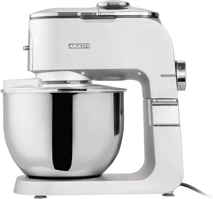 Ardesto KMCH-K1500SS Kitchen Machine, 1500W, 6L Stainless Steel Bowl, 1.5L Blender, 6 Speeds + Pulse, Aluminium Housing, Silver with Meat Grinder and Attachments