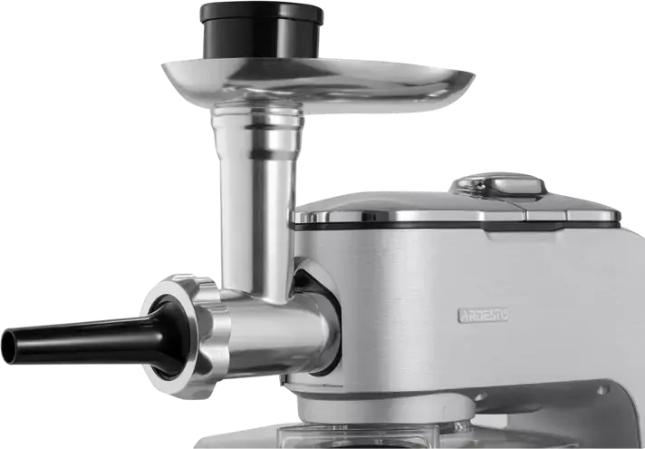 Ardesto KMCH-K1500SS Kitchen Machine, 1500W, 6L Stainless Steel Bowl, 1.5L Blender, 6 Speeds + Pulse, Aluminium Housing, Silver with Meat Grinder and Attachments