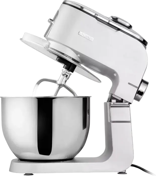 Ardesto KMCH-K1500SS Kitchen Machine, 1500W, 6L Stainless Steel Bowl, 1.5L Blender, 6 Speeds + Pulse, Aluminium Housing, Silver with Meat Grinder and Attachments