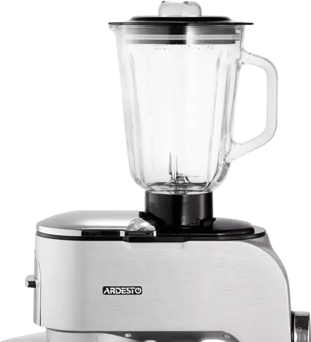 Ardesto KMCH-K1500SS Kitchen Machine, 1500W, 6L Stainless Steel Bowl, 1.5L Blender, 6 Speeds + Pulse, Aluminium Housing, Silver with Meat Grinder and Attachments
