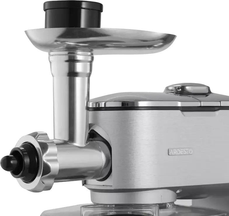 Ardesto KMCH-K1500SS Kitchen Machine, 1500W, 6L Stainless Steel Bowl, 1.5L Blender, 6 Speeds + Pulse, Aluminium Housing, Silver with Meat Grinder and Attachments