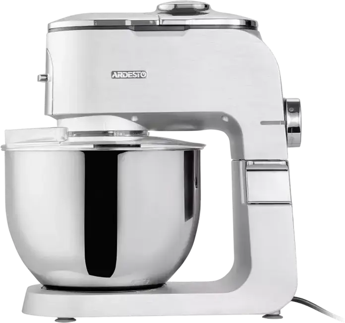 Ardesto KMCH-K1500SS Kitchen Machine, 1500W, 6L Stainless Steel Bowl, 1.5L Blender, 6 Speeds + Pulse, Aluminium Housing, Silver with Meat Grinder and Attachments