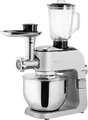 Ardesto KMCH-K1500SS Kitchen Machine, 1500W, 6L Stainless Steel Bowl, 1.5L Blender, 6 Speeds + Pulse, Aluminium Housing, Silver with Meat Grinder and Attachments