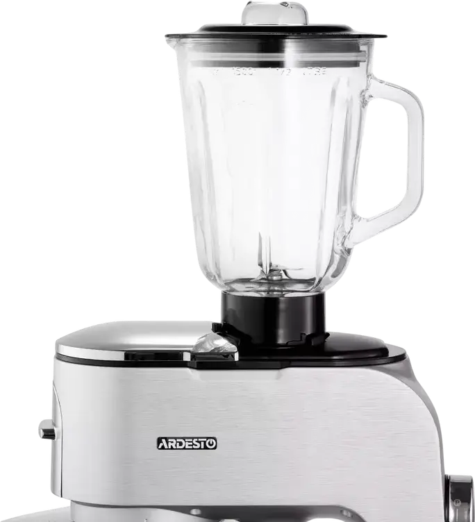 Ardesto KMCH-K1500SS Kitchen Machine, 1500W, 6L Stainless Steel Bowl, 1.5L Blender, 6 Speeds + Pulse, Aluminium Housing, Silver with Meat Grinder and Attachments
