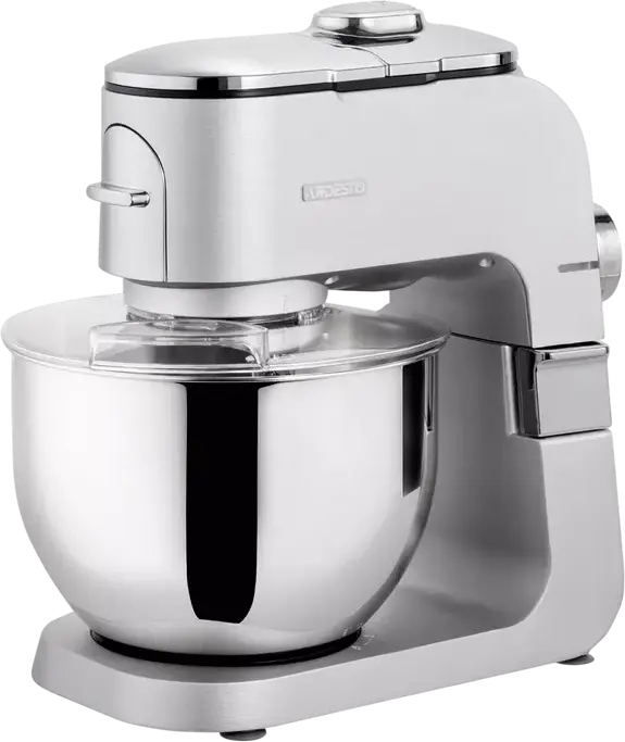 Ardesto KMCH-K1500SS Kitchen Machine, 1500W, 6L Stainless Steel Bowl, 1.5L Blender, 6 Speeds + Pulse, Aluminium Housing, Silver with Meat Grinder and Attachments