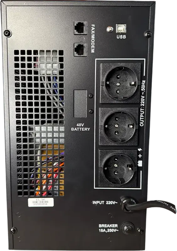 Ultra Power EL-3K UPS 3000VA/2100W Pure Sine Wave Uninterruptible Power Supply, LCD Display, 3 Schuko Outlets, Tower Form Factor