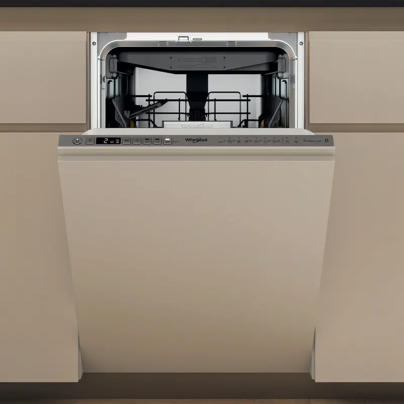 Whirlpool WH6IB10BS7LA0 Built-in Slim Dishwasher, 10 Place Settings, 6th Sense Technology, NaturalDry, PowerClean, 9 Programs, White, 44.8cm Width